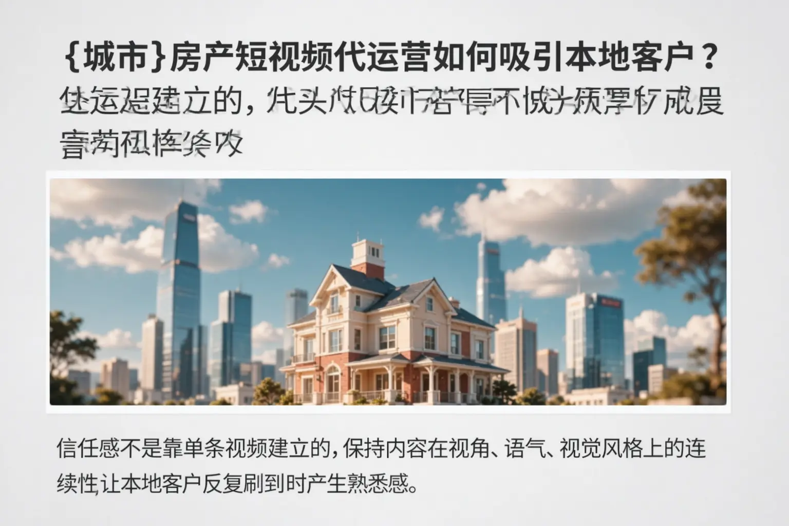 康马房产短视频代运营如何吸引本地客户？